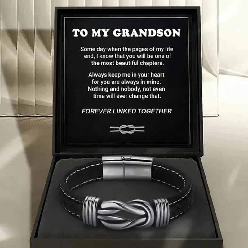 To My Grandson - Leather Bracelet
